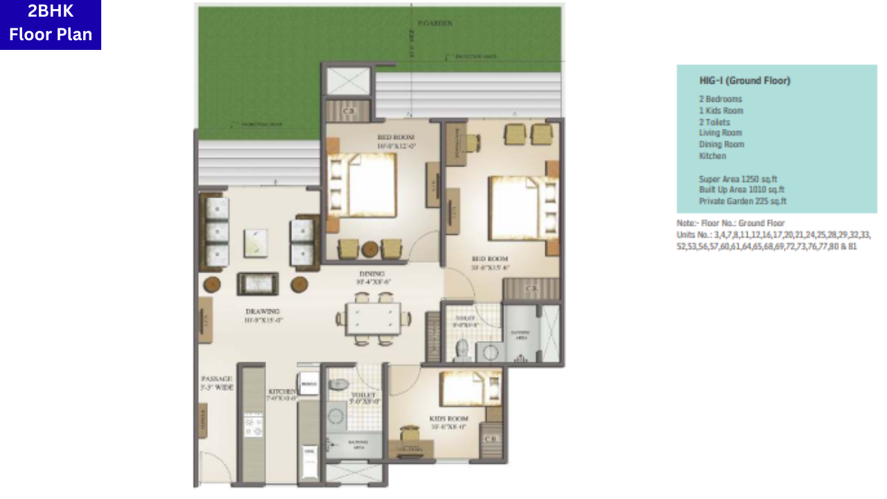 Mahagun Moderne 2BHK Floor Plan
