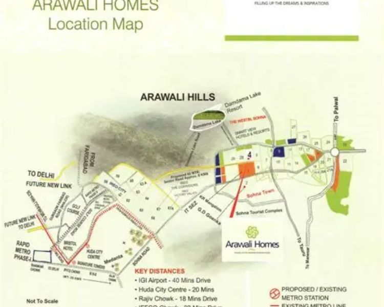 GLS Arawali Homes Sohna Gurgaon Location Map 