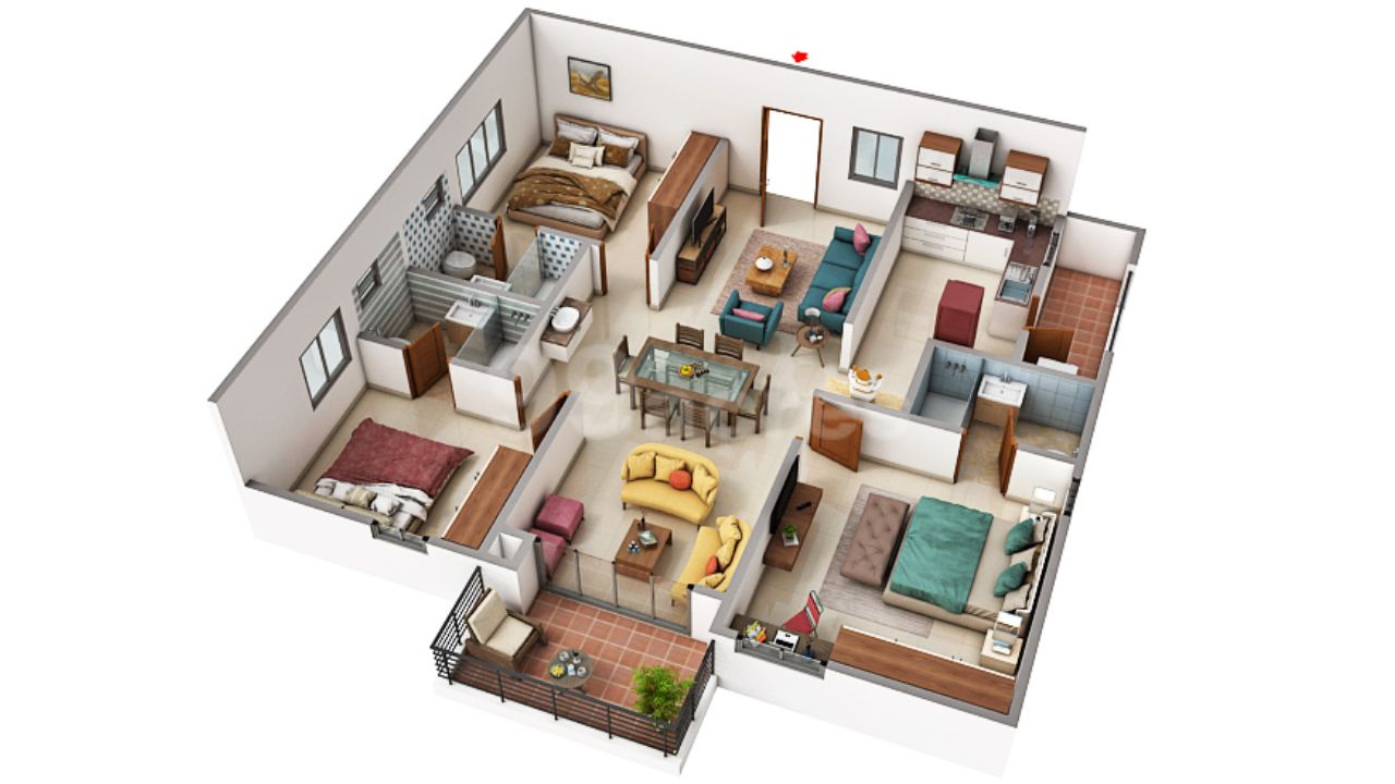 Rajapushpa Provincia Narsingi Hyderabad Floor Plan 3 BHK