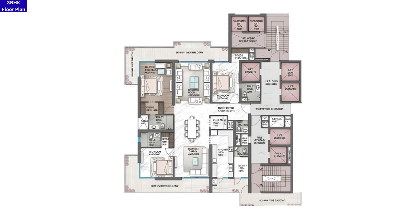 Central Park Delphine Sector 104 Gurgaon 3BHK Floor plan