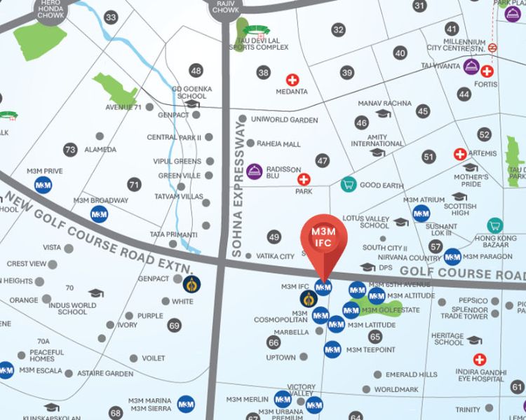 M3M IFC Sector 66 Gurgaon Location Map 