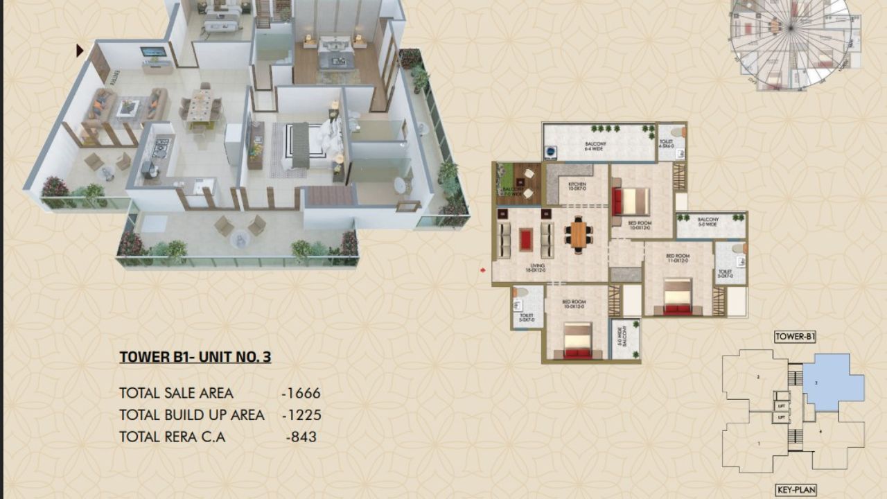 Renox Thrive Sector 10 Greater Noida Floor Plan 3 BHK 