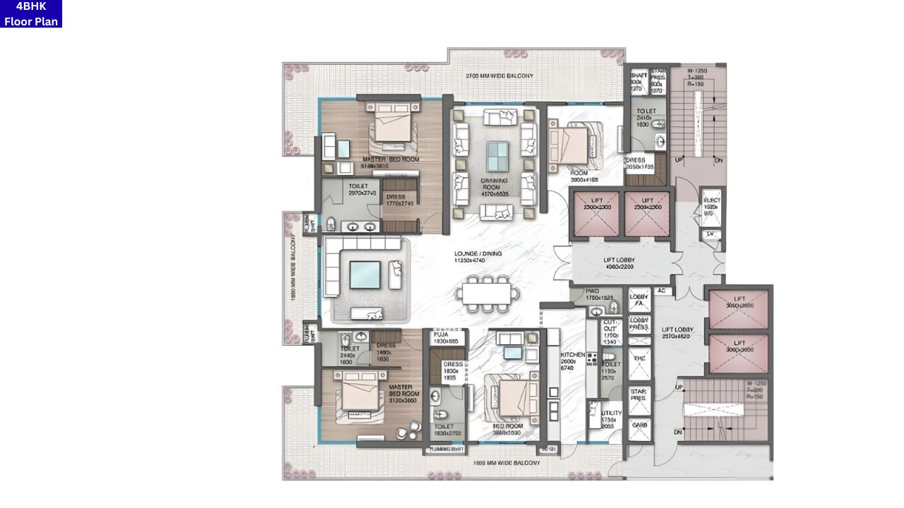 Central Park Delphine Sector 104 4BHK Floor plan