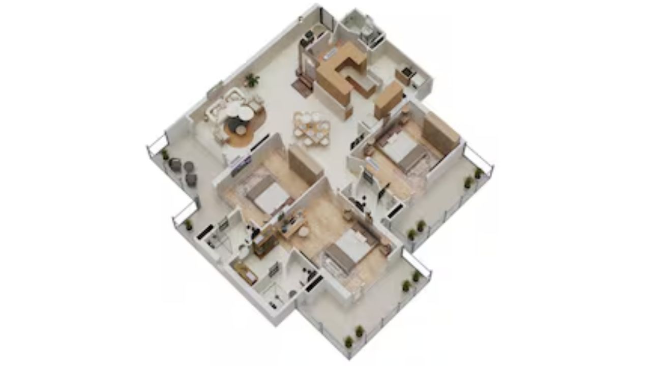 SKA Divine Floor Plan 3BHK