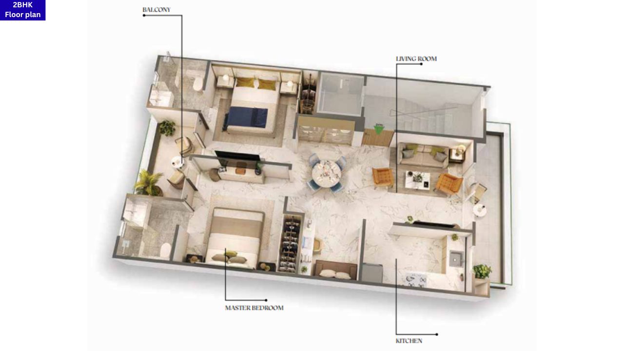 M3M Soulitude 2BHK Floor Plan