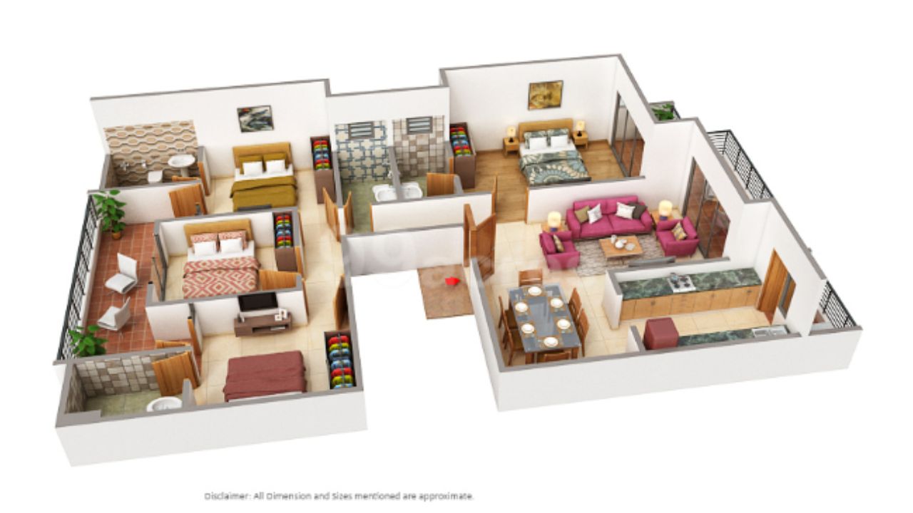 DLF Garden City Floors Floor Plan 4BHK Type 3