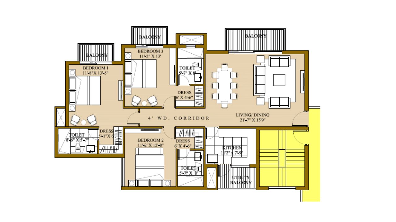 ATS Greens I Floor Plan 3 BHK