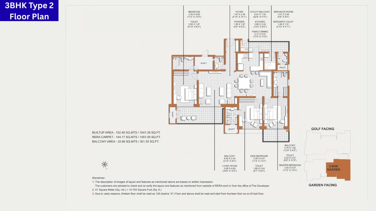 Hale The Resident Tower 3BHK Type 2 Floor Plan