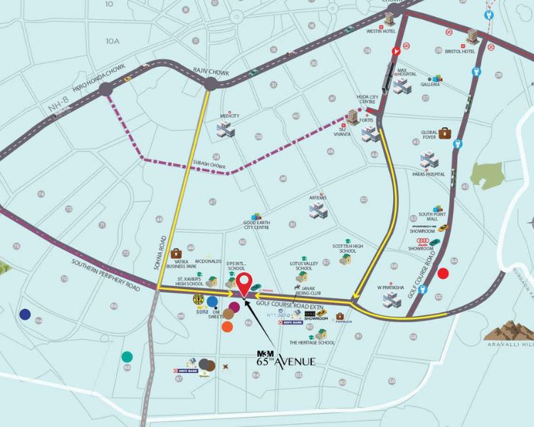 M3M 65th Avenue Sector 65 Gurgaon Location Map