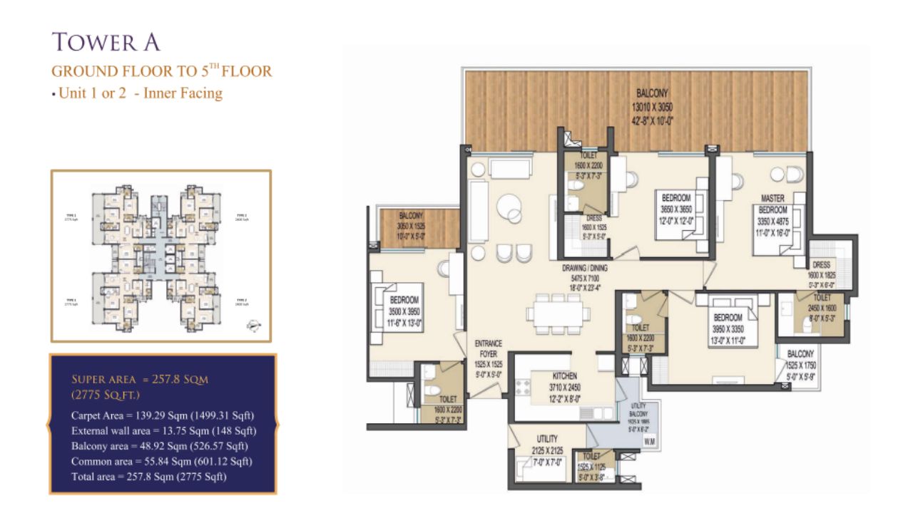 Apex Quebec Siddharth Vihar Type A Floor Plan