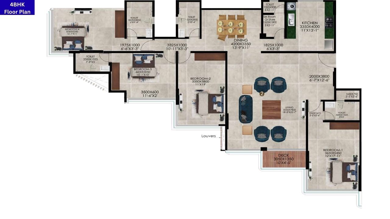 Ajmera Manhattan 4BHK Floor Plan