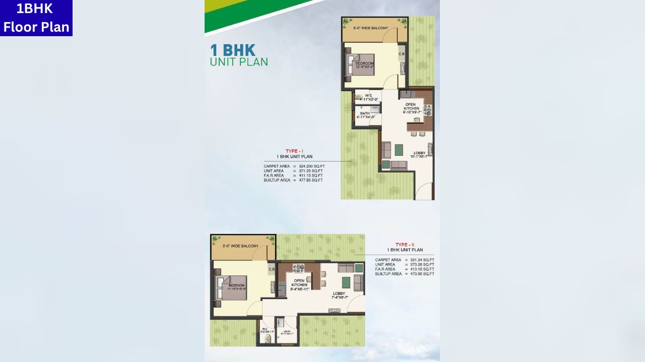 HCBS Sports Ville Affordable Apartments 1BHK Floor Plan