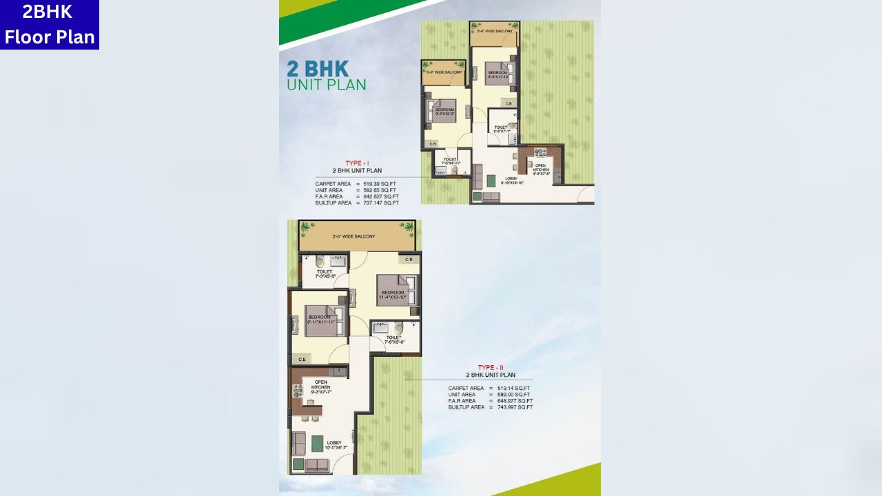  Affordable housing HCBS Sports Ville 2BHK Floor Plan