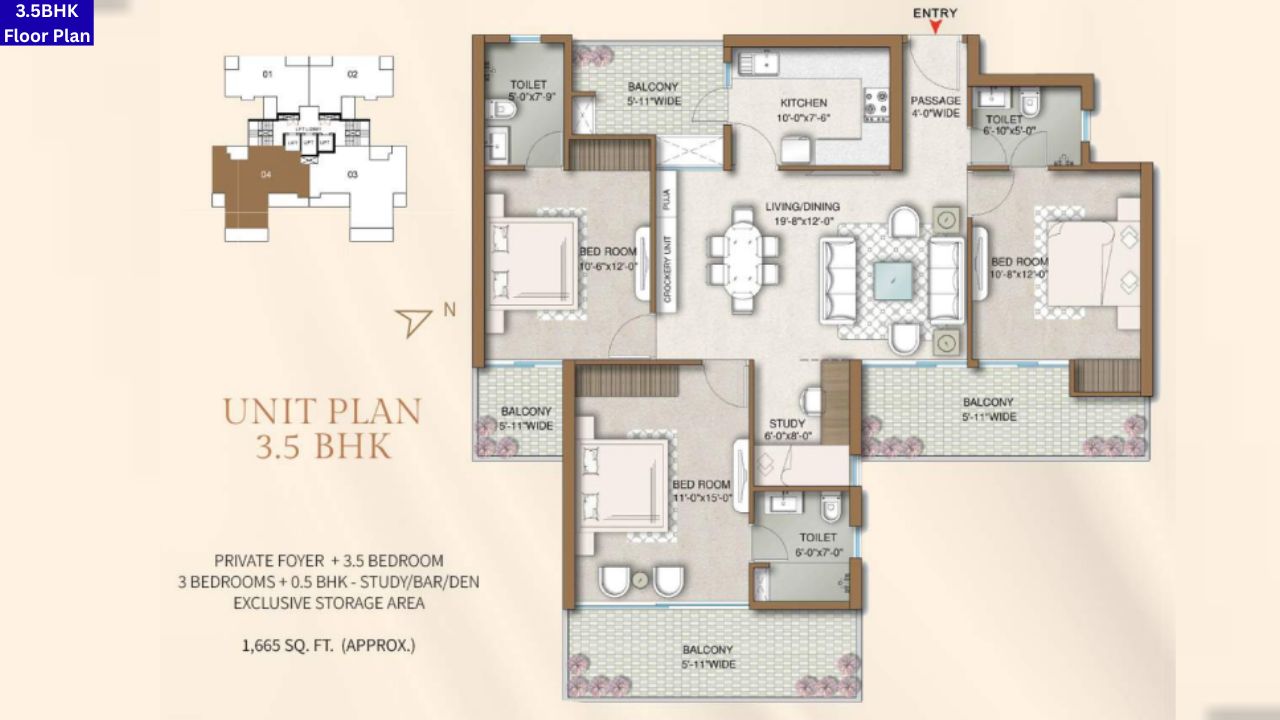 M3M Capital 3.5BHK Floor Plan