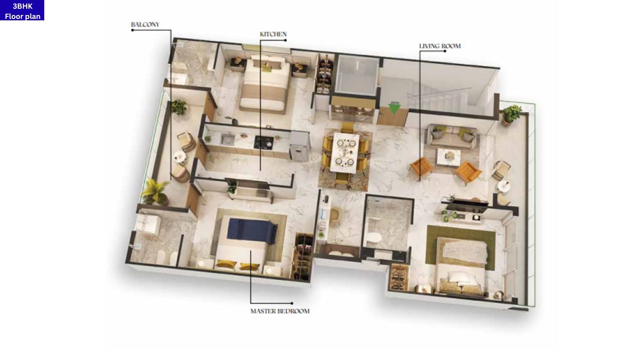 M3M Soulitude Gurgaon 3BHK Floor Plan