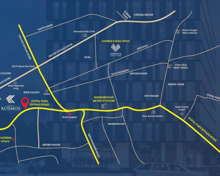 Chordias Kosmos Gopalpura Jaipur Location Map