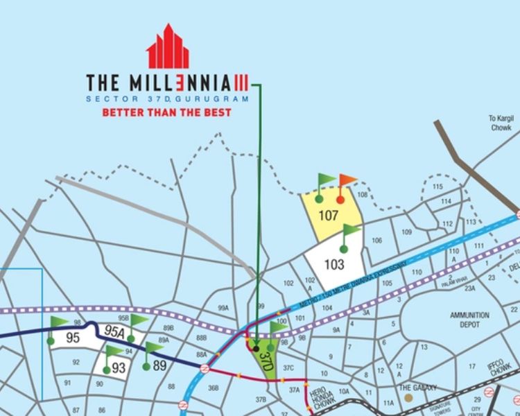 Signature The Millennia 3 Sector 37D Gurgaon Location Map