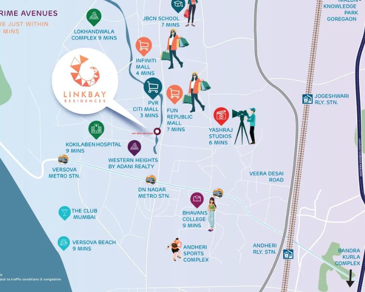 Adani Linkbay Residences Andheri West Mumbai Location Map 