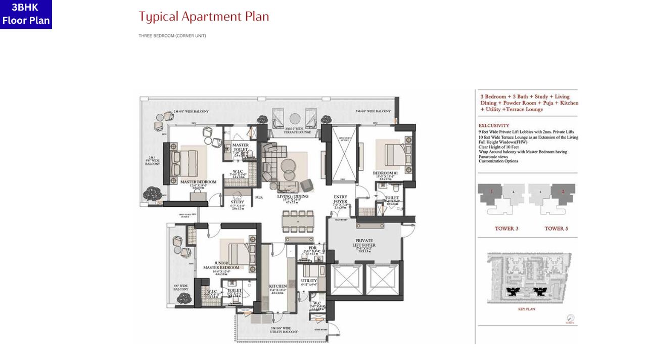 Tarc Kailasa 3BHK Floor Plan