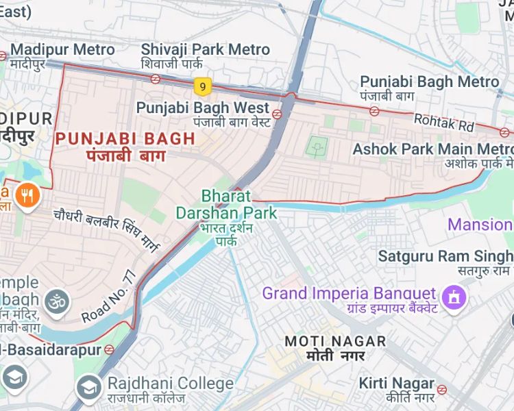 Padam Luxurious Homes Punjabi Bagh West Delhi Location Map
