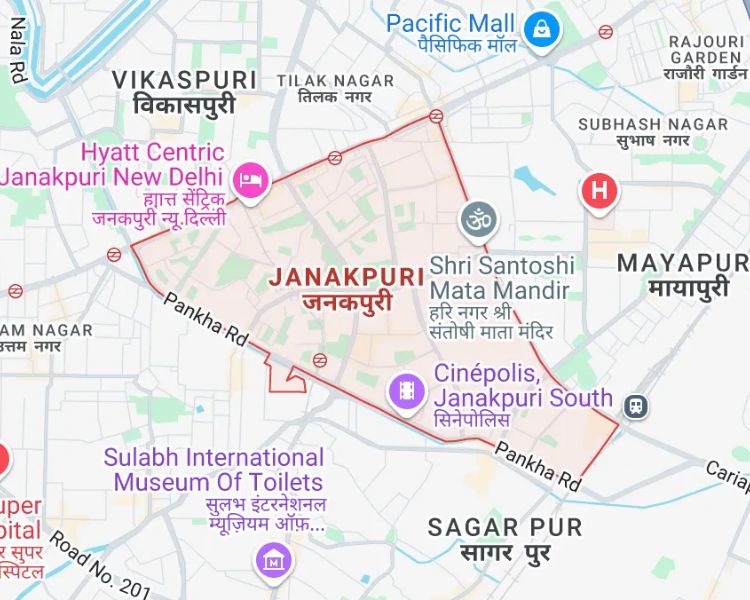 Aditi Apartments Janakpuri Delhi Location Map