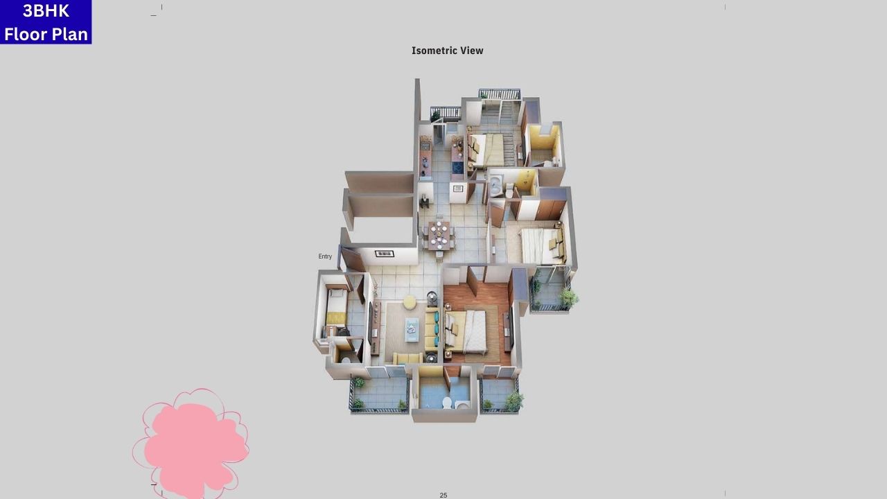 Floral Pathways 3BHK Floor Plan
