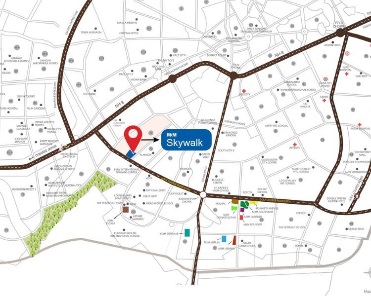 M3M Skywalk Sector 74 Location Map
