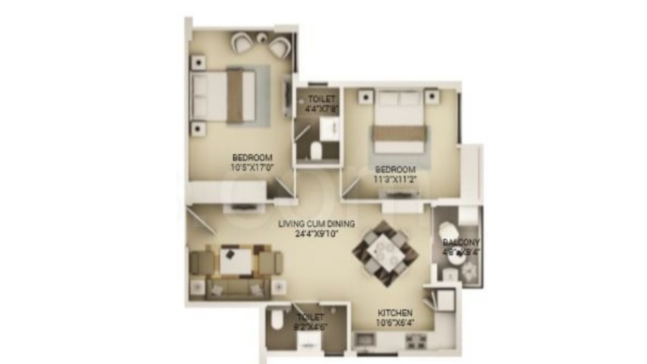 Saakaar Aqua City Danapur Patna Floor Plan 2 BHK 