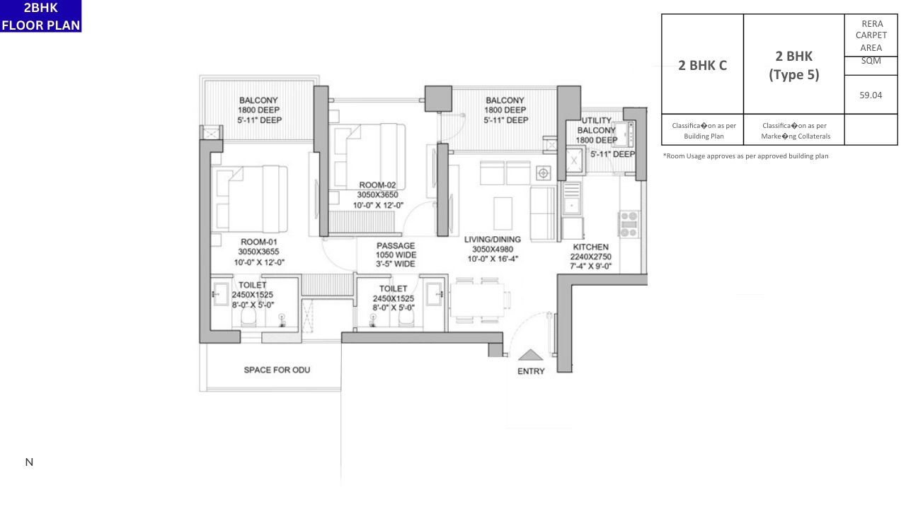 Godrej Zenith 2BHK Floor Plan