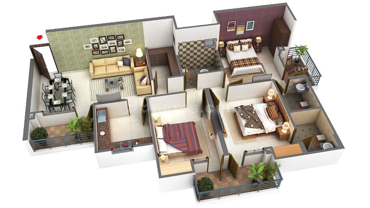 AVS Orchard Sector 77 Noida Floor Plan 3 BHK