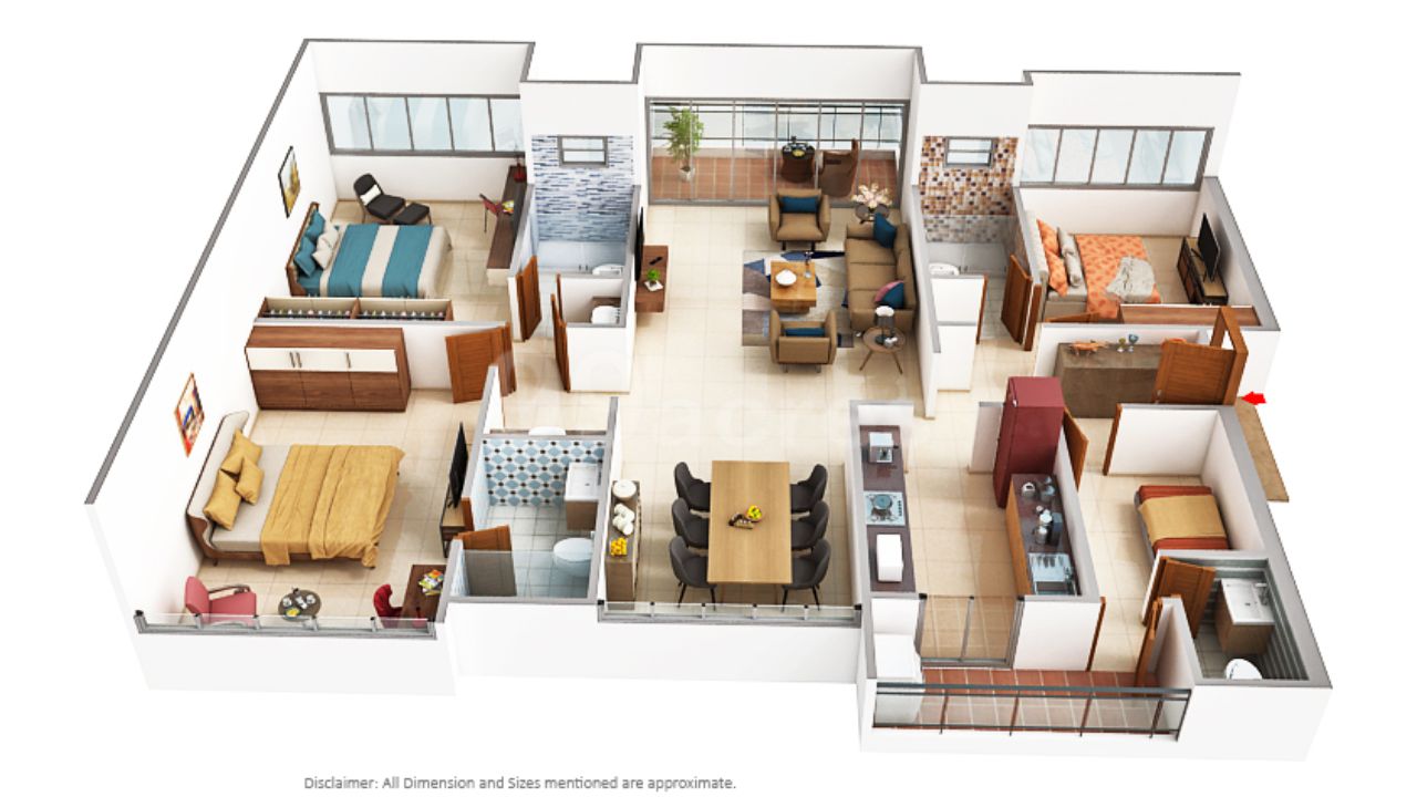 Goodwill Wisteria Vashi Navi Mumbai Floor Plan 3 BHK