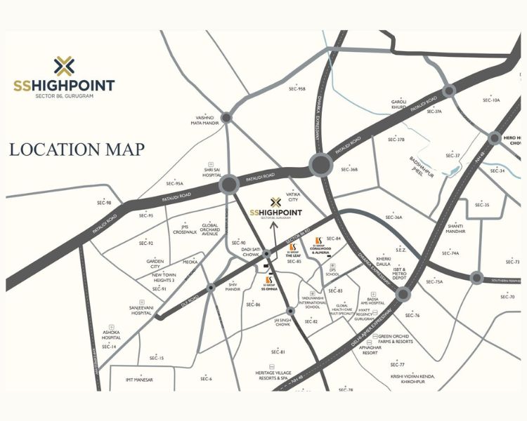 SS Highpoint Sector 86 Gurgaon Location Map