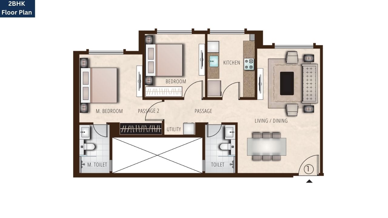 Atlantis One 2BHK Floor Plan