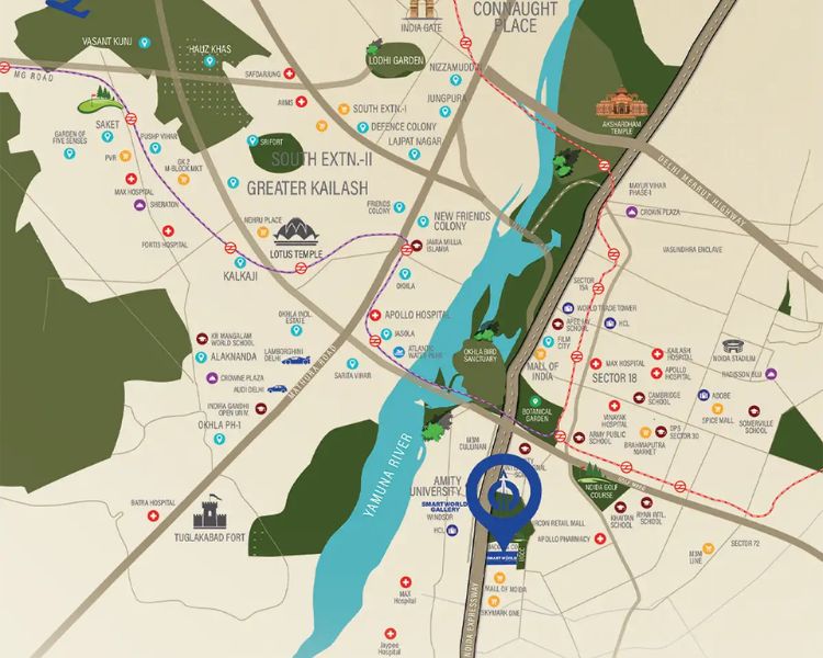 Smartworld Elie Saab Residences Sector 98 Noida Location Map