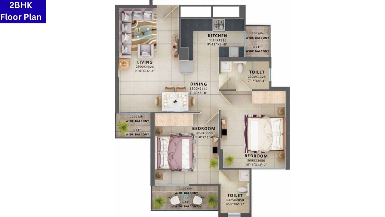 Signature Global Aspire 2BHK Floor Plan