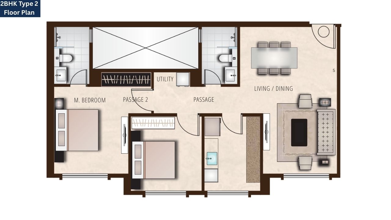 Atlantis One 2BHK Type 2 Floor Plan