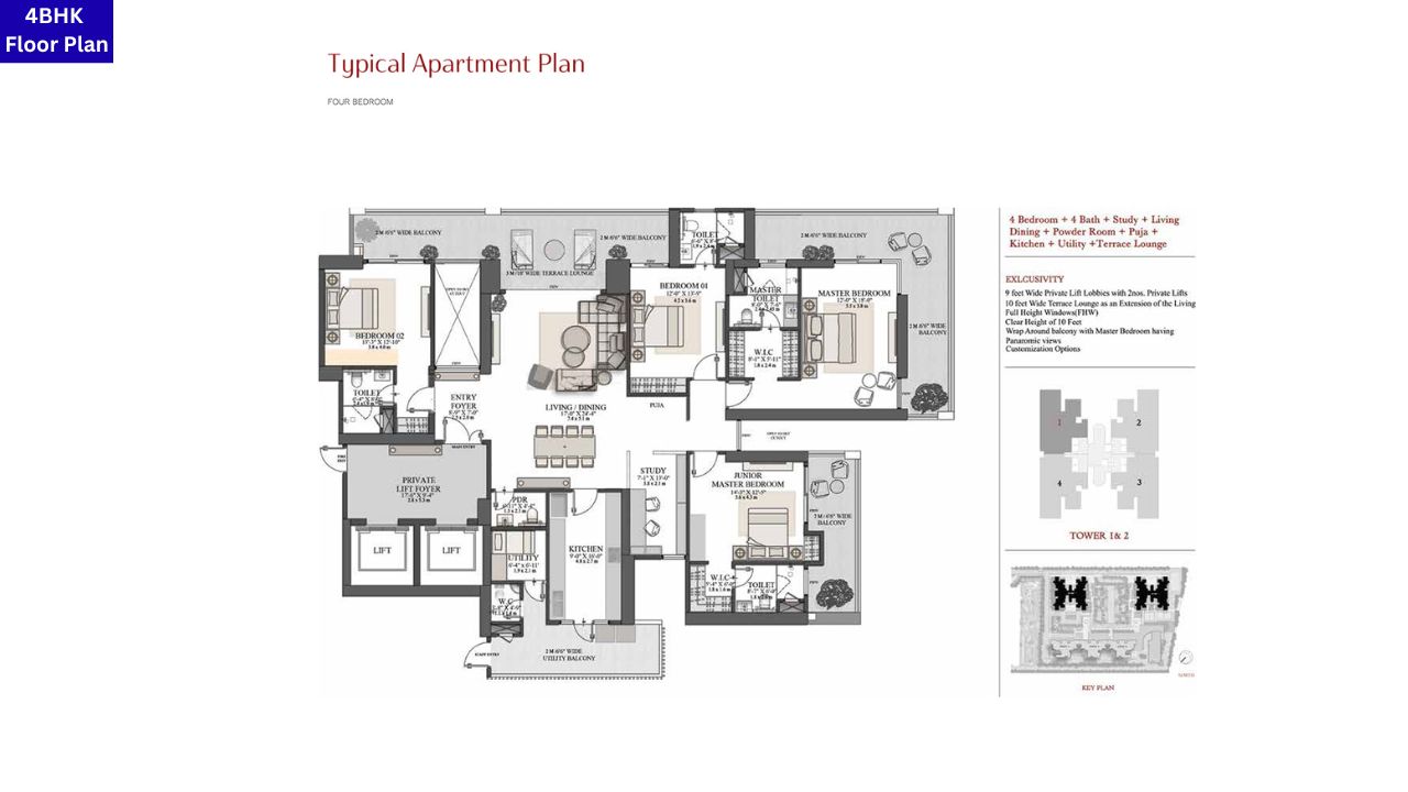 Tarc Kailasa Kriti Nagar Delhi 4BHK Floor Plan