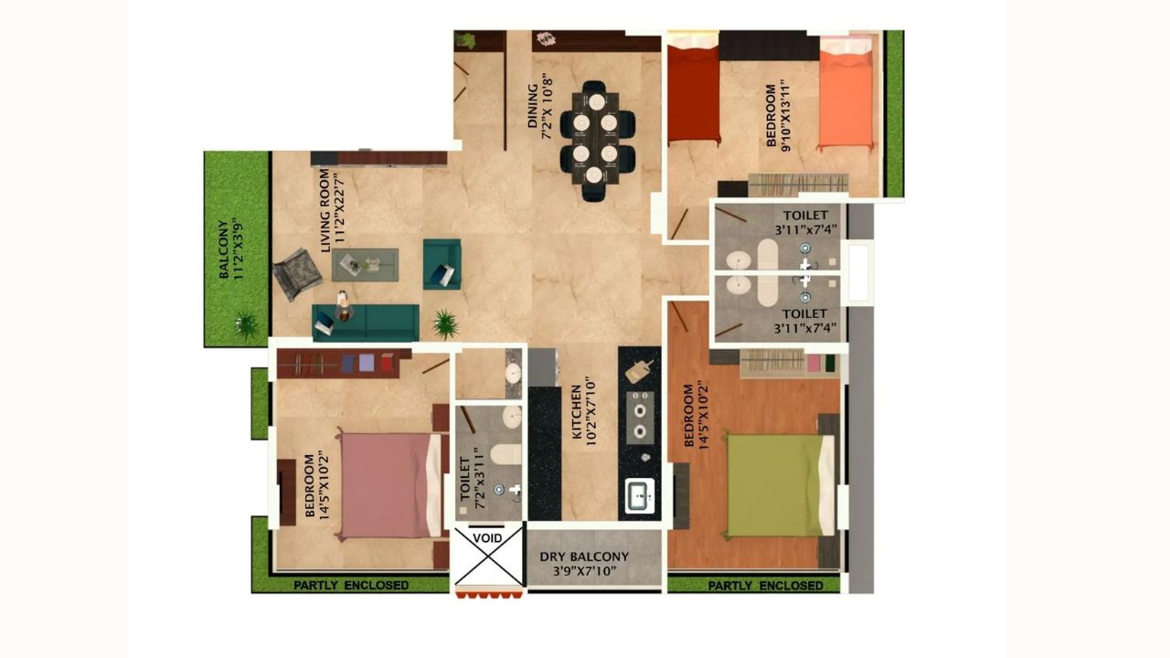Aditi Apartments Janakpuri Delhi Floor Plan 3 BHK