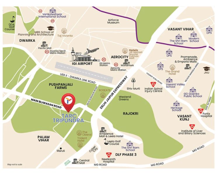 TARC Tripundra Bijwasan Road Delhi Location Map