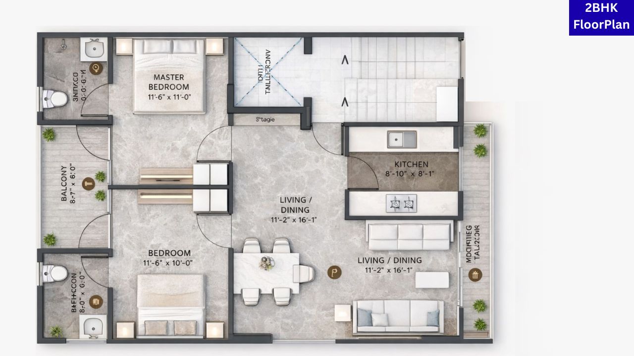 Prime Residences 2BHK Floor Plan