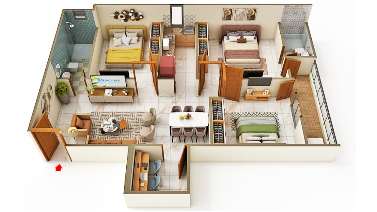 Capital Homtech Homes Sector 102 Noida Floor Plan 3 BHK 
