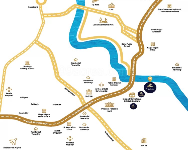 Ekana Ontario Gomti Nagar Extension Lucknow Location Map