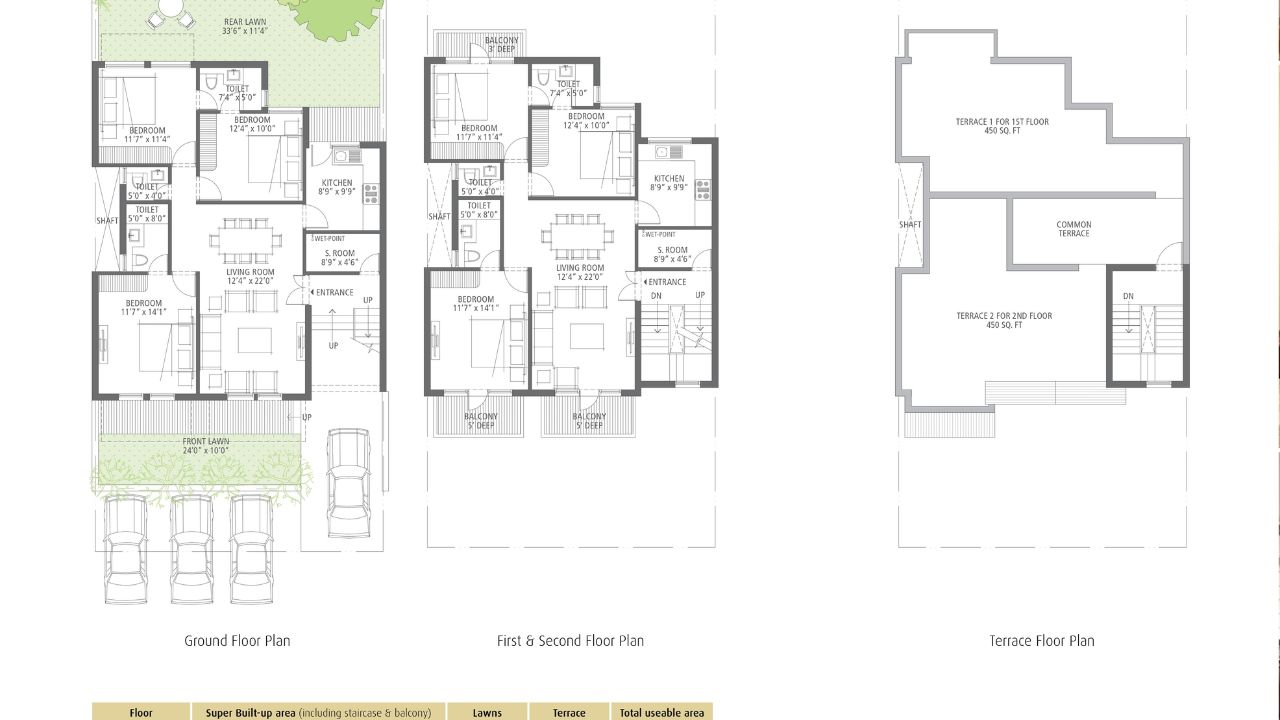 Emaar MGF Emerald Floors Floor Plan 3BHK