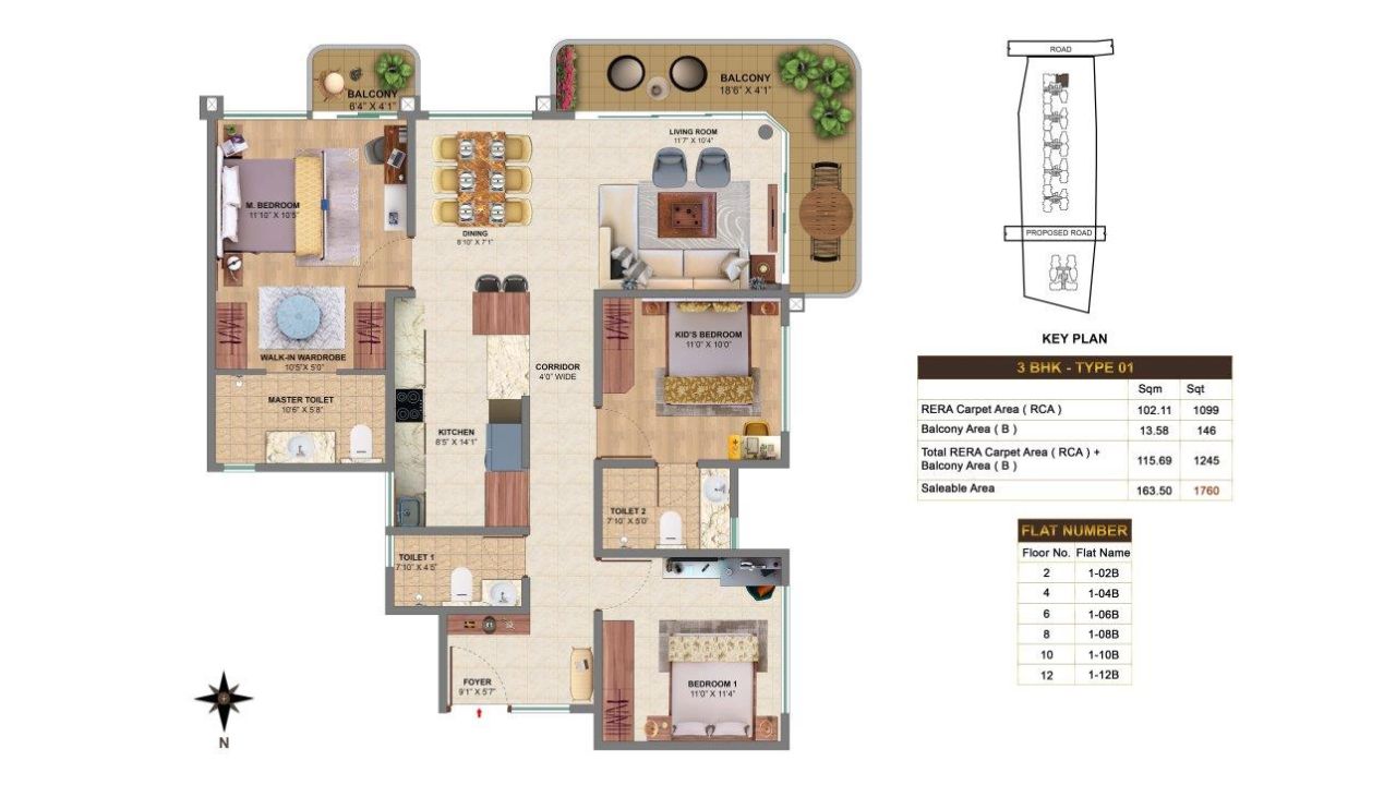 MVN Aero One Floor Plan 3 BHK