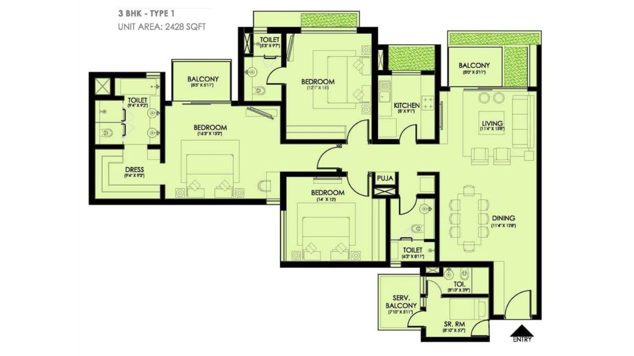 Ireo Victory Valley 3BHK Floor Plan