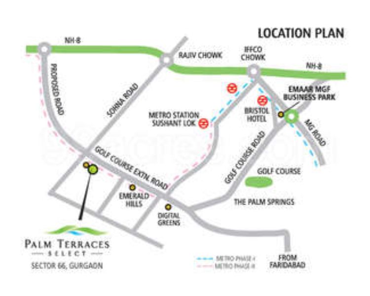 Emaar Palm Terraces Sector 66 Gurgaon Location Map
