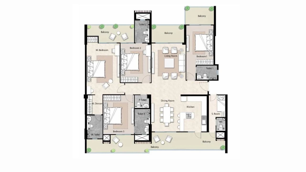Garur Golf Island Floor Plan 4BHK