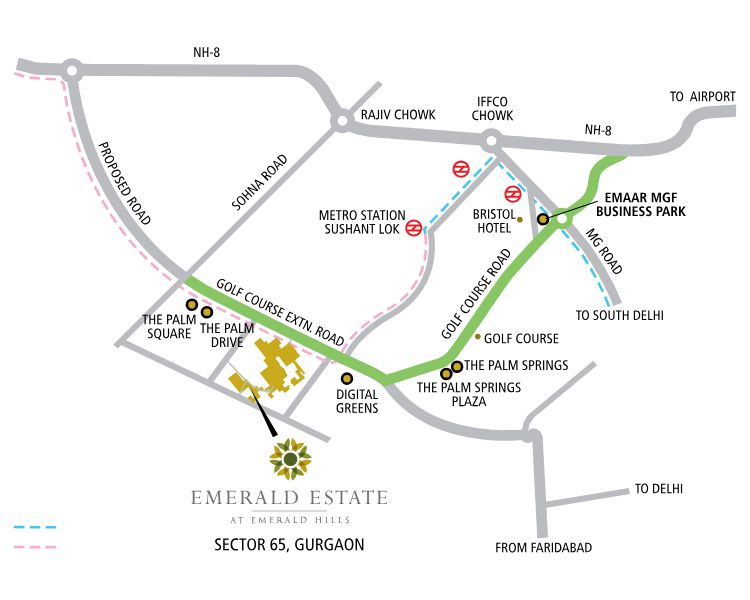 Emaar MGF Emerald Hills Location Map