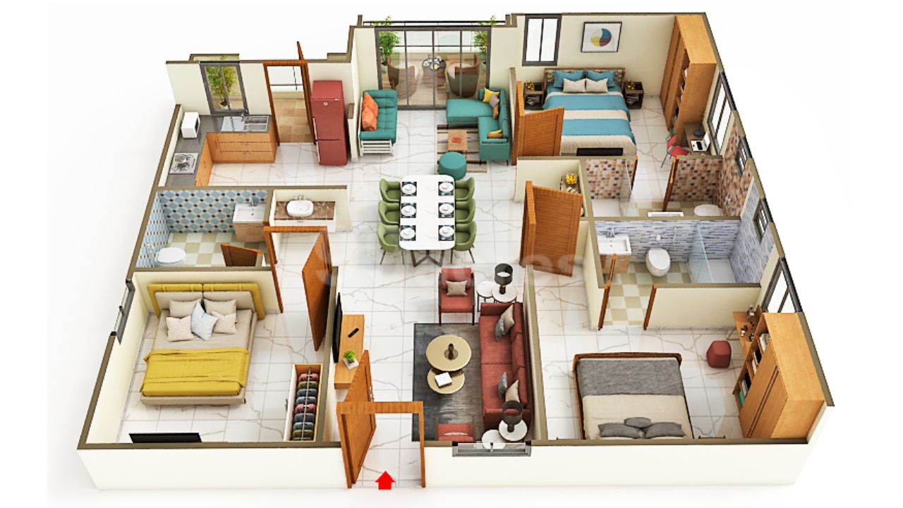 Tridasa Rise Nallagandla Hyderabad Floor Plan 3 BHK