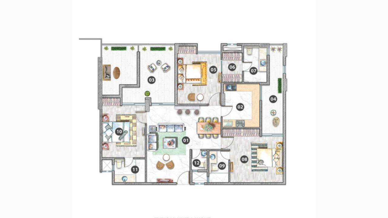 TARC Tripundra Floor Plan 3 BHK